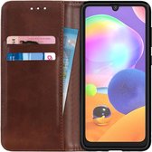 Samsung Galaxy A31 Hoesje Portemonnee Splitleer Book Case Donkerbruin