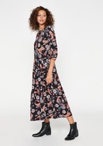 LOLALIZA Maxi jurk met bloemen en driekwartsmouw - Zwart - Maat 38