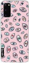 Casetastic Samsung Galaxy S20 4G/5G Hoesje - Softcover Hoesje met Design - Eyes Pink Print