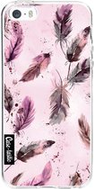 Casetastic Apple iPhone 5 / iPhone 5S / iPhone SE Hoesje - Softcover Hoesje met Design - Feathers Pink Print
