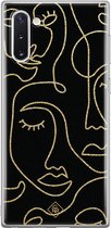 Samsung Note 10 hoesje siliconen - Abstract faces | Samsung Galaxy Note 10 case | zwart | TPU backcover transparant