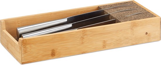 porte-couteau relaxdays bois - bloc de couteaux en bambou