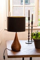 Light & Living Svante Tafellamp - Zwart/Bruin - Ø28x50 cm + Lampenkap