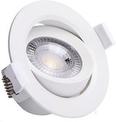 LED Spot - Inbouwspot - Aigi Nilona - 5W - Warm Wit 3000K - Rond - Kantelbaar - Mat Wit - Aluminium - BSE