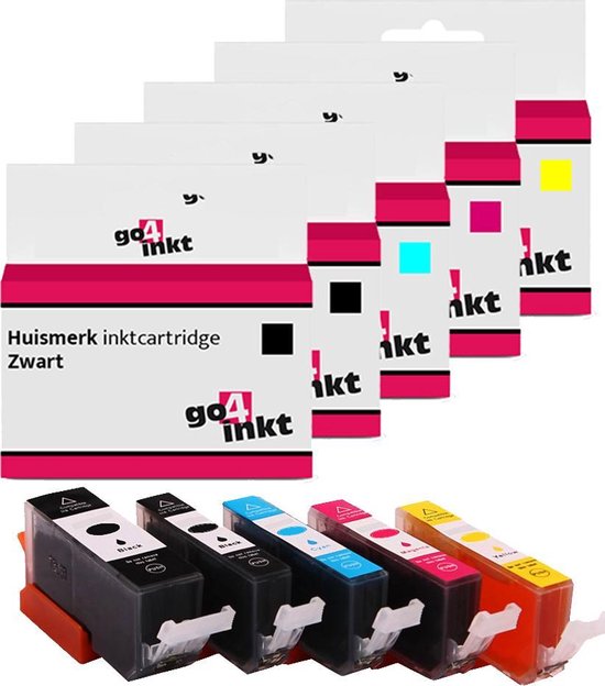 Go4inkt compatible met  Canon PGI-550XL en CLI-551XL bk/c/m/y inkt cartridges multipack - 5 stuks - Zwart, Zwart, Cyaan, Magenta, Yellow