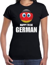 Duitsland emoticon Happy to be German landen t-shirt zwart dames 2XL
