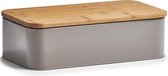 Zilveren broodtrommel deluxe met snijplank deksel 42,5 cm - Zeller - Keukenbenodigdheden - Broodtrommels/brooddozen/vershoudtrommels - Brood/kadetjes bewaren en vers houden