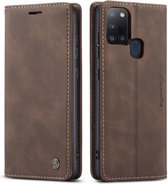 CaseMe Book Case - Samsung Galaxy A21s Hoesje - Donkerbruin