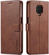 LC.IMEEKE Luxe Book Case - Geschikt voor Xiaomi Redmi Note 9 Pro / 9S Hoesje - Donkerbruin