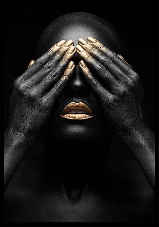 Shy Women A4 luxery zwart goud poster