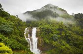 Tuinposter| Waterval In De Bergen 120cm X 80cm – Tuinposter Voor Buiten / Buitencanvas/ Spandoek / Tuinschilderij (tuindecoratie) + Ringen Om De 50cm