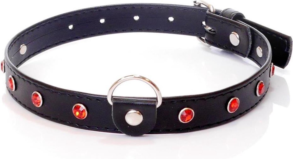 Goedkoopste Halsband - Collar- Fetish - Boss Series Collar - 2 cm Paars - Kristallen