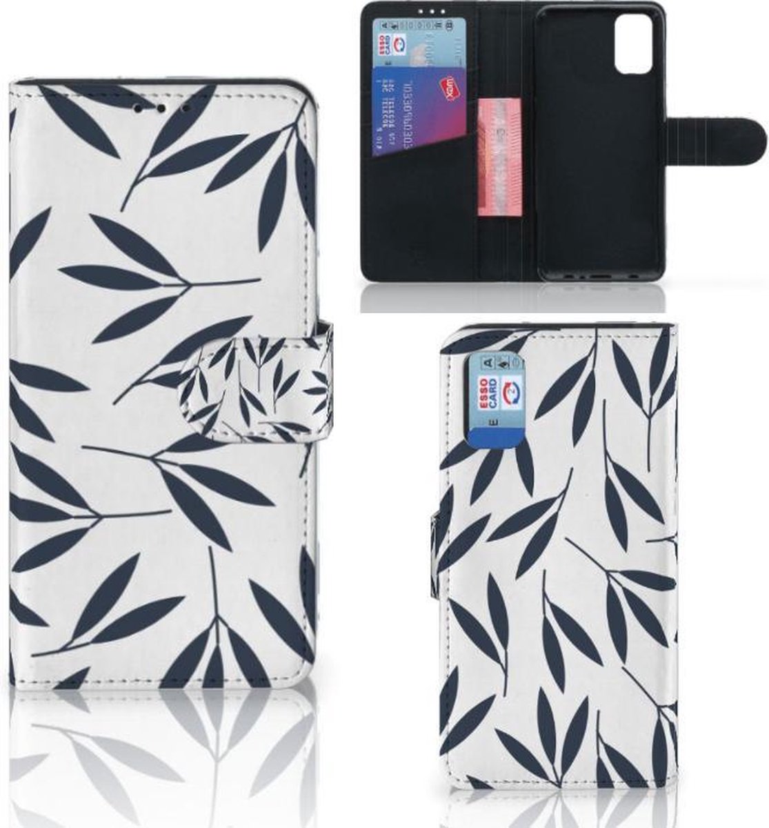 Samsung Galaxy A41 Hoesje Leaves Blue