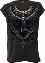 Spiral Dames Tshirt -S- RAVEN SKULL Zwart