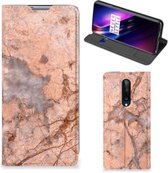 Telefoon Hoesje OnePlus 8 Wallet Book Case Marmer Oranje