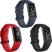 iMoshion Siliconen bandje Multipack voor de Fitbit Charge 3 / 4 - Zwart / Blauw / Rood