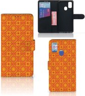 Wallet Case Geschikt voor Samsung Galaxy M21 Book Cover Geschikt voor Samsung M30s Telefoonhoesje Batik Orange
