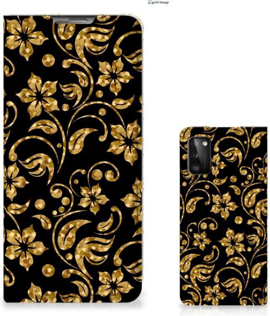 Samsung Galaxy A41 Smart Cover Gouden Bloemen