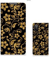 Bookcase Cadeau voor Oma Samsung Galaxy A41 Telefoonhoesje Gouden Bloemen