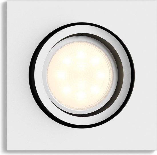 Spot encastrable Philips Hue Milliskin - lumière blanche chaude à froide - blanc - carré