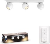 Philips Hue Buckram Opbouwspot - White Ambiance - GU10 - Wit - 3 x 5,5W - Bluetooth - Incl. Dimmer Switch