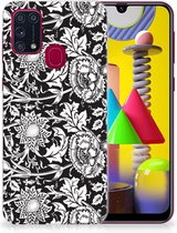 Telefoon Hoesje Geschikt voor Samsung Galaxy M31 Mobiel Case Zwart Bloemen