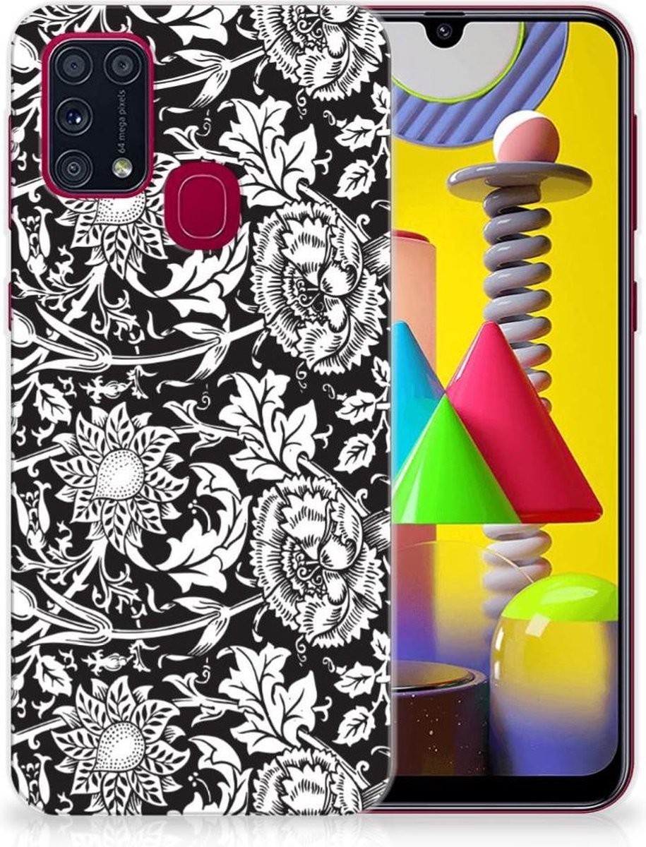 Samsung Galaxy M31 TPU Case Black Flowers
