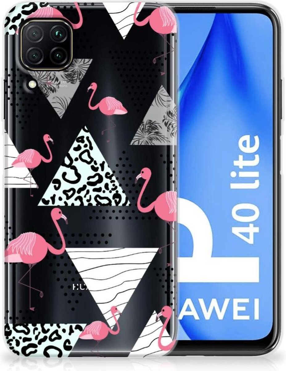 Huawei P40 Lite TPU Hoesje Flamingo Triangle