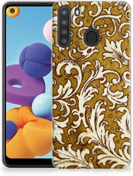 Verslaggever Pigment Torrent Smartphone hoesje Samsung Galaxy A21 Hoesje maken Barok Goud | bol.com