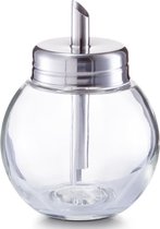 1x Suikerstrooiers rond van glas/metaal 240 ml - Keukenaccessoires - Suikerstrooiers/suikerpotjes voor thuis en horeca
