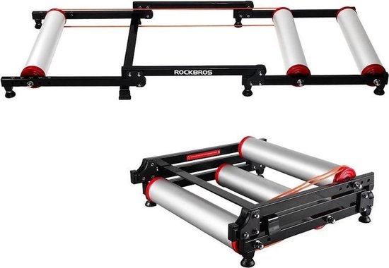 Decopatent® Fietstrainer - Rollenbank fiets 26-28 Inch of 700C wielen - Hometrainer - Racefiets - Mountainbike - Aluminium - Zwart - Decopatent
