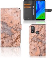 Wallet Book Case Huawei P Smart 2020 Telefoon Hoesje Marmer Oranje