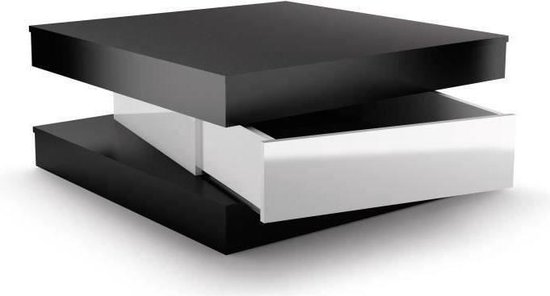 bezig Jet Rimpelingen FIXY Vierkante salontafel eigentijdse stijl zwart en wit glanzend - L 80 x  B 80 cm | bol.com