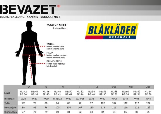 Pantalon de travail Blaklader 14591845 Pantalon de travail stretch Service Bleu marine / noir NL: 58 BE: 52