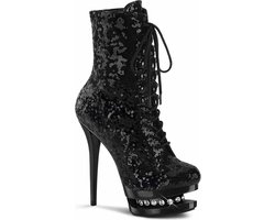 Pleaser - BLONDIE-R-1020 Plateau Laarzen, Paaldans schoenen - Paaldans schoenen - 35 Shoes - Zwart