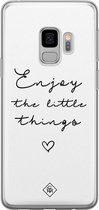 Samsung S9 hoesje siliconen - Enjoy life | Samsung Galaxy S9 case | zwart | TPU backcover transparant