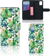 Bookcase Geschikt voor Samsung Galaxy A31 GSM Hoesje Orchidee Groen