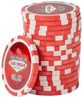 Las Vegas Poker Chips €0,50,- rood (25 stuks)-pokerchips-pokerfiches-ABS chips-pokerspel-pokerset-poker set