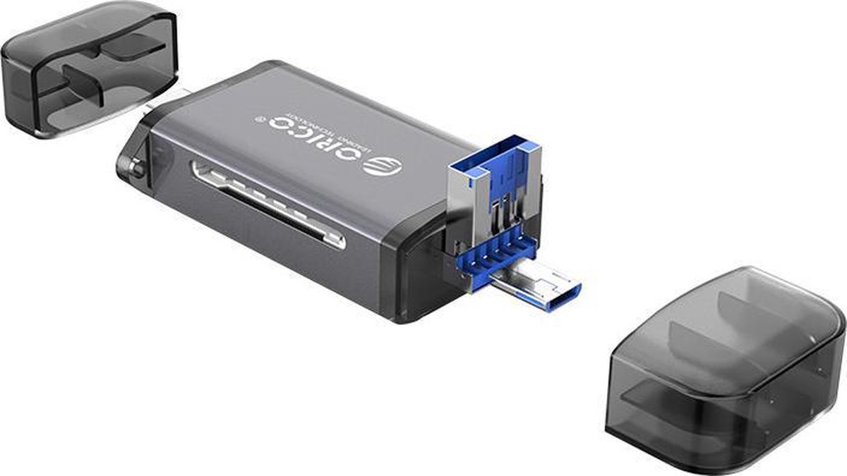 ORICO USB 3.0 6-in-1 kaartlezer voor SD/TF geheugenkaarten - Grijs
