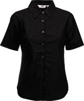 Fruit Of The Loom Vrouwen Dames-Fit Oxford-shirt Korte Mouwen (Zwart)