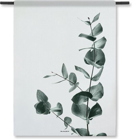 Villa Madelief Wandkleed Eucalyptus - Wandkleden - Katoen - 90x120cm - Wandkleed - Wandtapijt - Wanddecoratie voor thuis - Makkelijk op te hangen - Poster met houten hangers