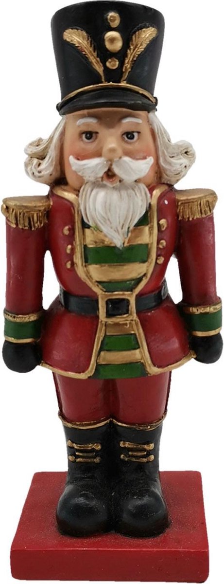 Clayre & Eef Beeld  Notenkraker 6*5*15 cm Rood Groen Kunststof Kerstdecoratie beeld decoratie  Decoratieve Accessoires