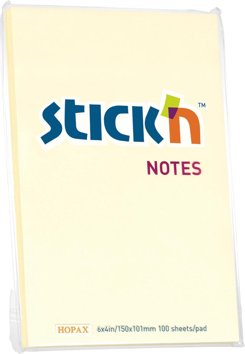 Stick'n Sticky Notes - 152x102mm - Pastel Geel - 100 memoblaadjes