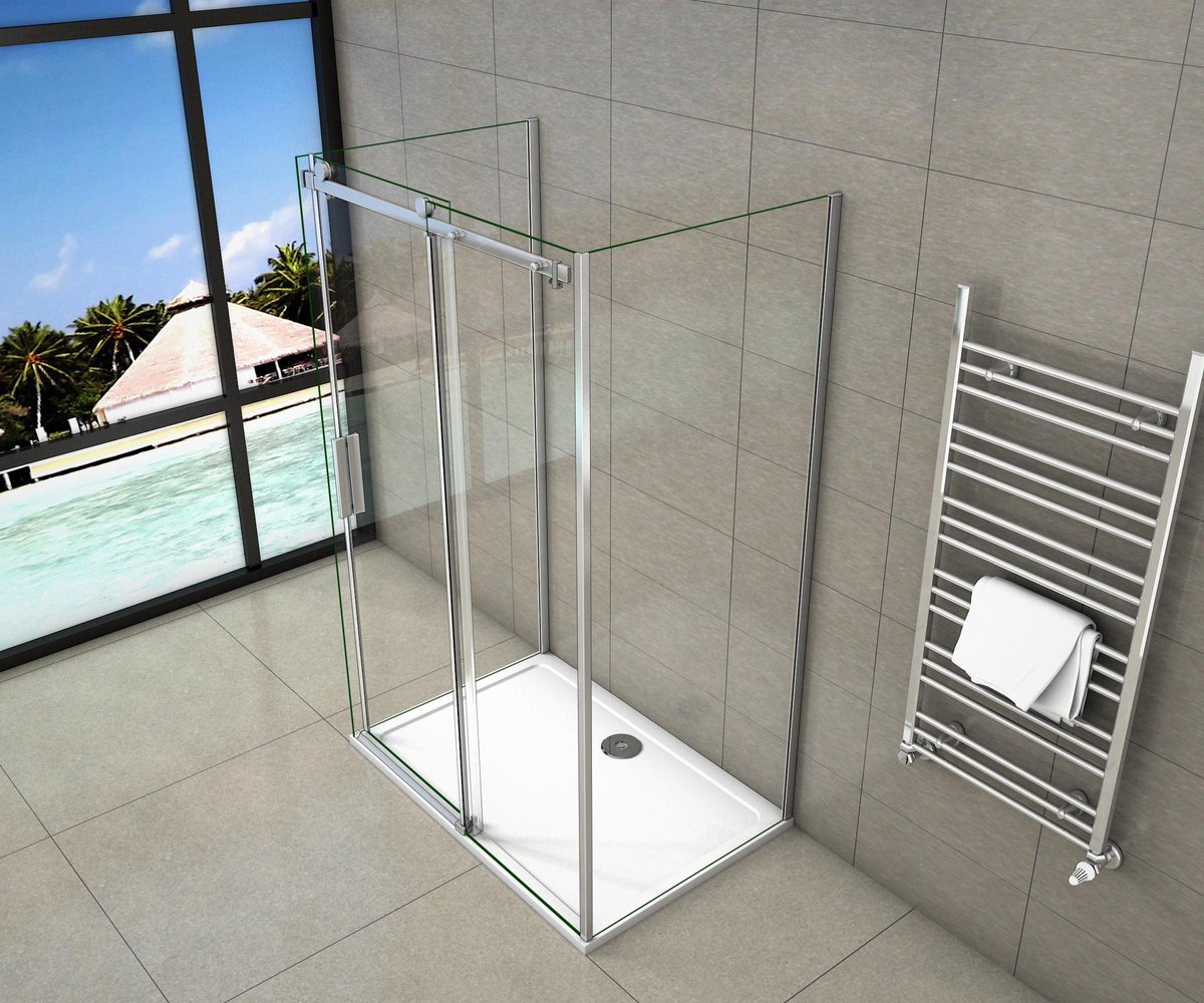 Serie Lotus Douchecabine Rechthoek 130x80 Schuifdeur Chroom