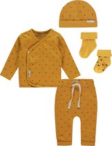 Noppies - Kledingset - Biologische katoen - (5delig) - Broek Kris - Shirt Taylor - Muts Marjolein - 2paar sokjes - Honey Yellow - Maat 56