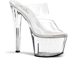 Pleaser - SKY-302 Muiltjes - Paaldans schoenen - 44 Shoes - Transparant/Zilverkleurig
