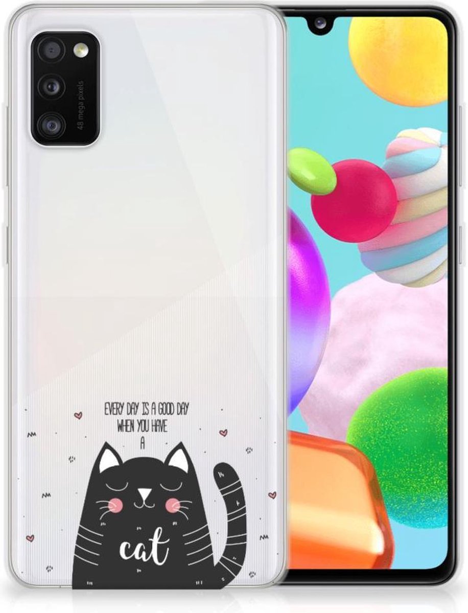 Samsung Galaxy A41 Telefoonhoesje met Naam Cat Good Day