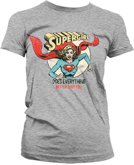 Foto: Dc comics supergirl dames tshirt m does everything better than you grijs