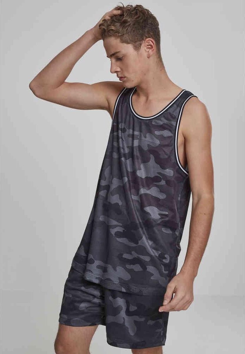 Urban Classics Camo Mesh Tanktop Tanktop dark camo XL Heren Donker Camouflage
