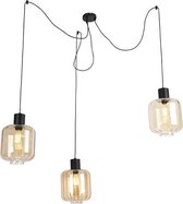 QAZQA qara - Design Hanglamp met kap voor boven de eettafel | in eetkamer - 3 lichts - Ø 750 mm - Beige -  Woonkamer | Slaapkamer | Keuken